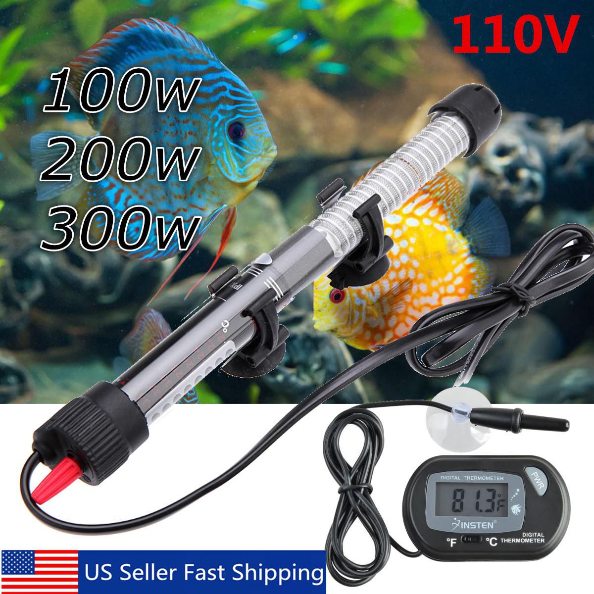 100-800W Aquarium LED Heater Fish Tank Water Submersible Adjustable Thermostat