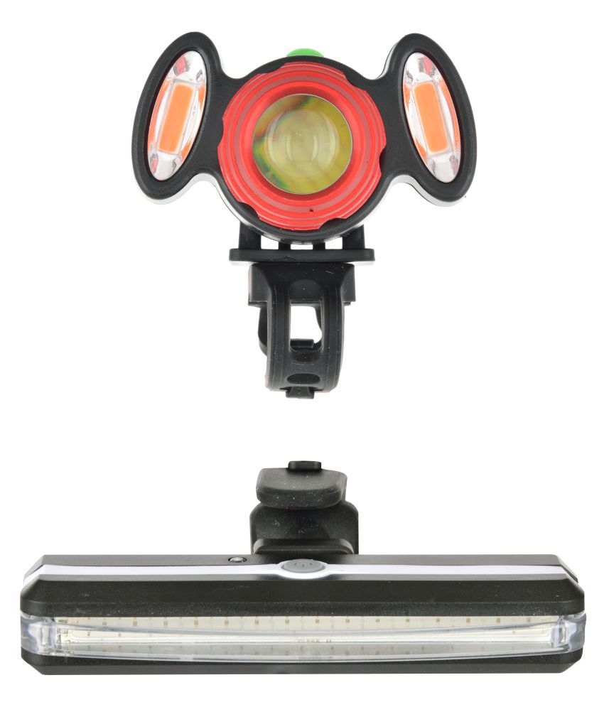 DarkHorse BICYCLE Zoom Focus Front/Head LIGHT USB WITH 2 RED Warning signal LIGHTS & USB LED 6 Mode Multicolour Tail Light