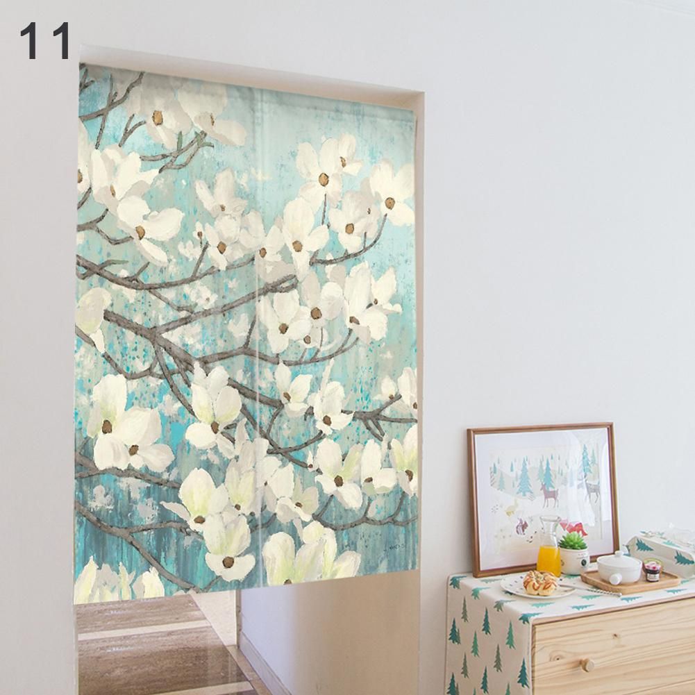 Noren Japanese Style Room Divider Floral Print Doorway Curtain