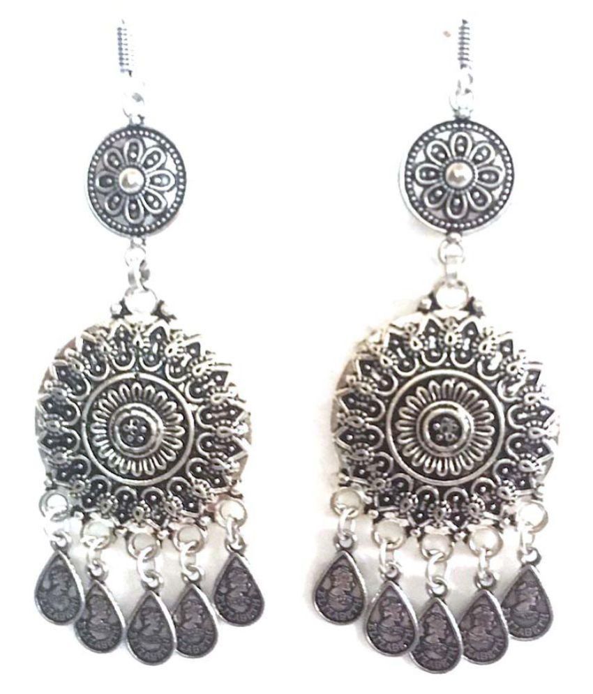 Silver Tone Metal Jhumka Earrings For Women - Buy Silver Tone Metal ...