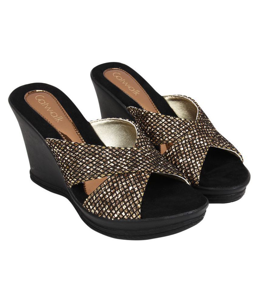 Catwalk Gold Wedges Heels Price in India- Buy Catwalk Gold Wedges Heels Online at Snapdeal