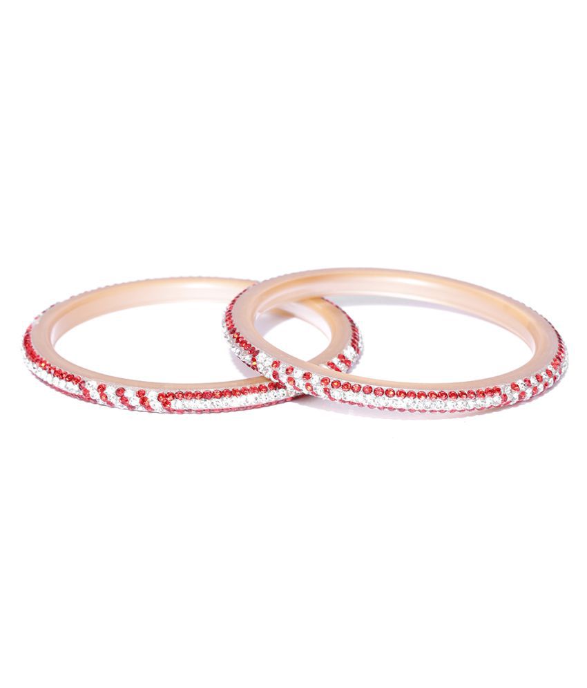     			Priyaasi Set of 2 Red And White Stone-Studded Plastic Bangles For Women And Girls
