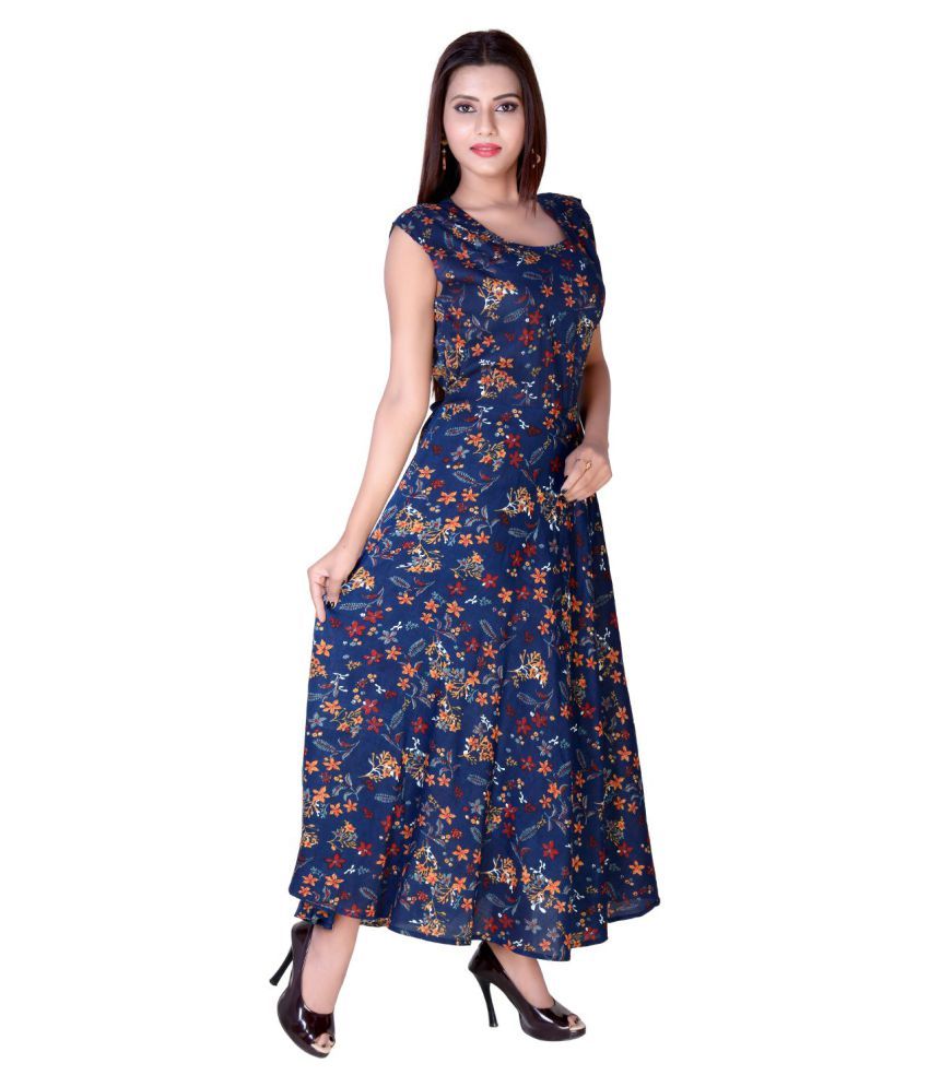 fabcolors Rayon Blue Regular Dress - Buy fabcolors Rayon Blue Regular ...