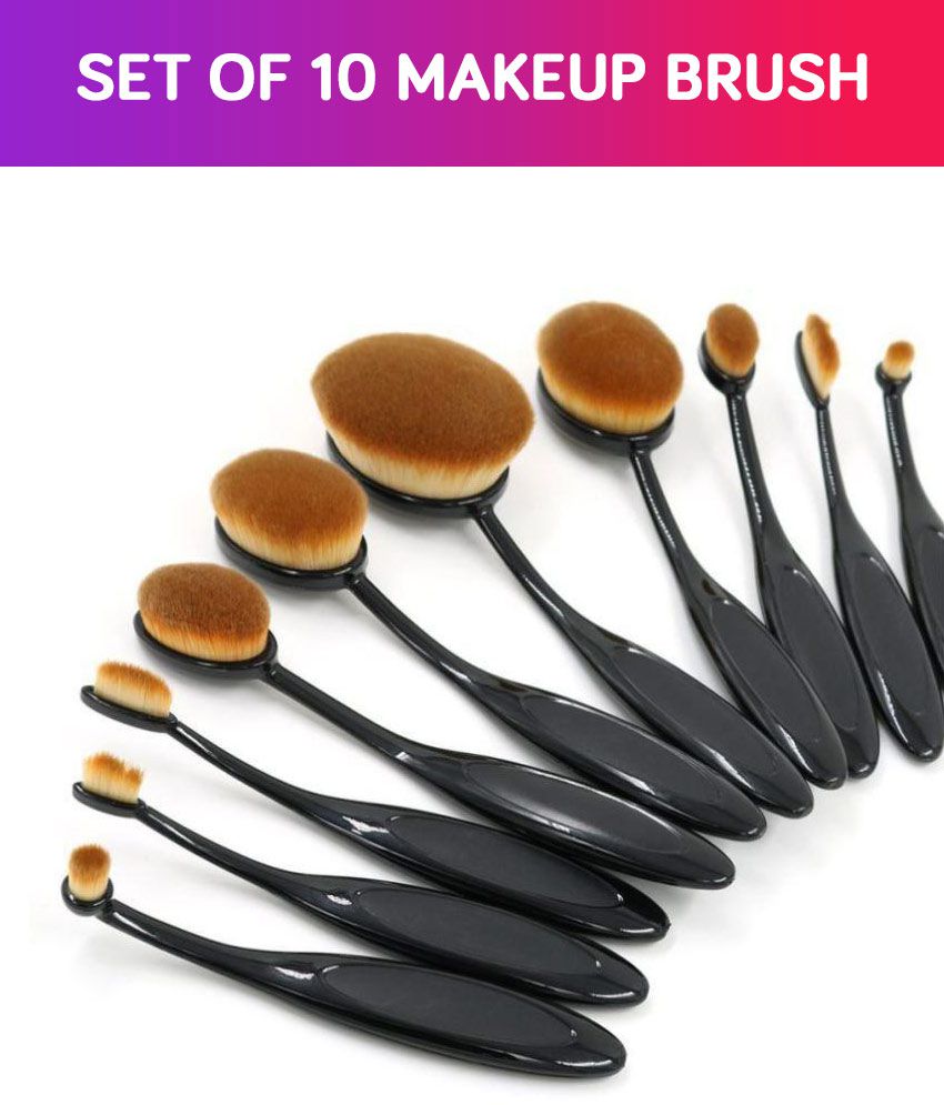     			FOK Premium Quality Oval Makeup Brush kit - Beauty Blender Foundation Brush,Concealer Brush Set of 10