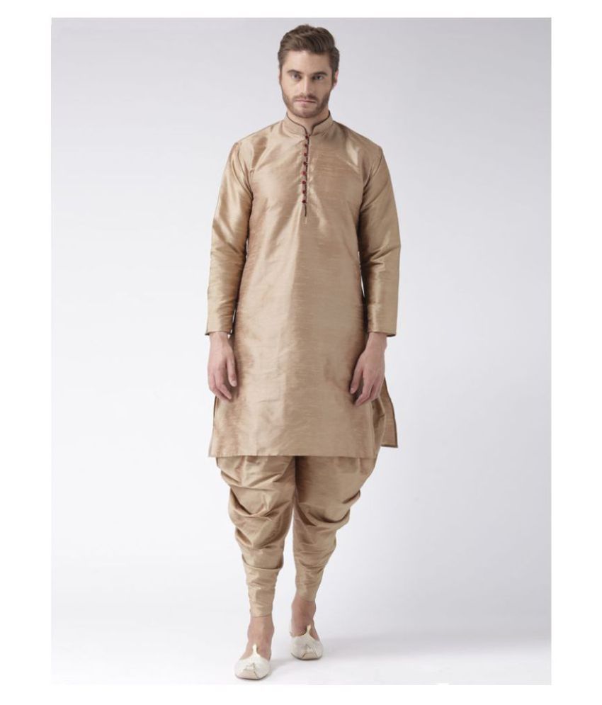     			Hangup Khaki Silk Blend Dhoti Kurta Set