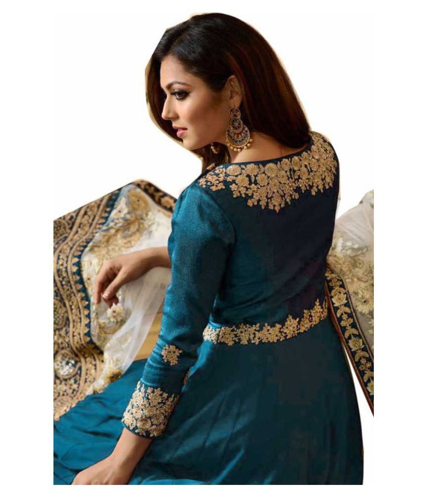 designer turquoise georgette floor length anarkali suit
