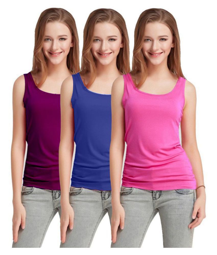 Fashion Line Cotton Lycra Tank Tops Multicolor Buy Fashion Line Cotton Lycra Tank Tops 0895