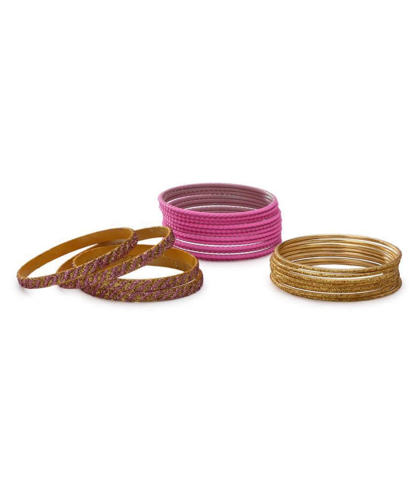     			Colorful Designer Bangle Set With Golden Bangles For Party And Daily Use (With Safety Cum Carry Box) Unbreakable034