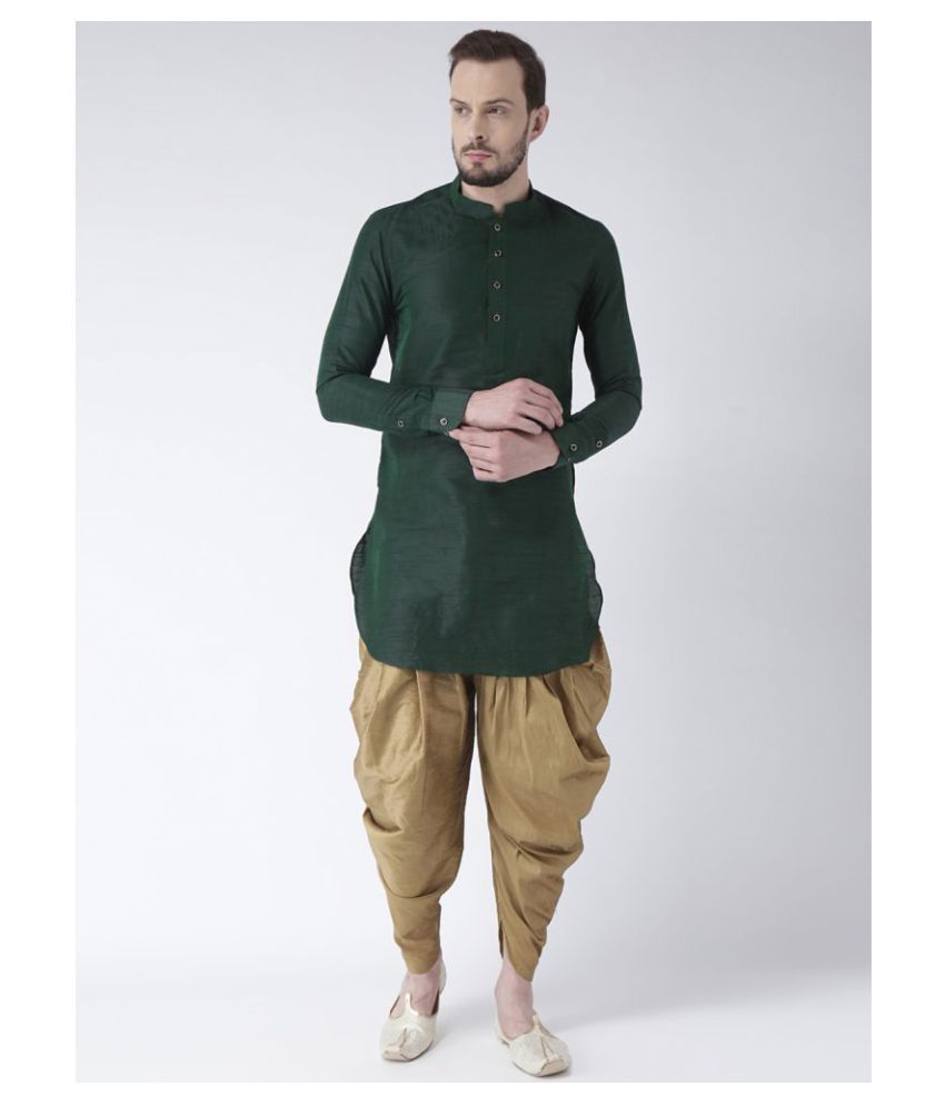     			Deyann Green Silk Blend Dhoti Kurta Set