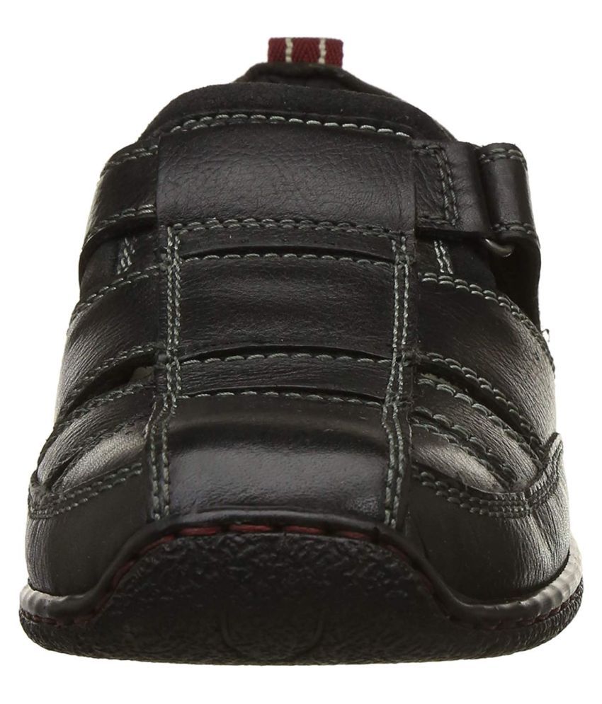 Hush Puppies Black Leather Sandals Price in India- Buy Hush Puppies