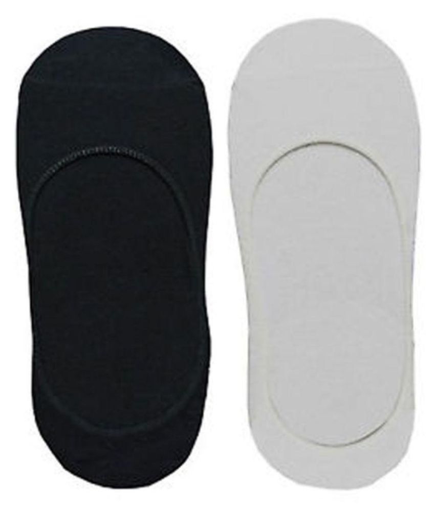    			Tahiro Black & Grey Cotton Footies Loafer Socks - Pack Of 2