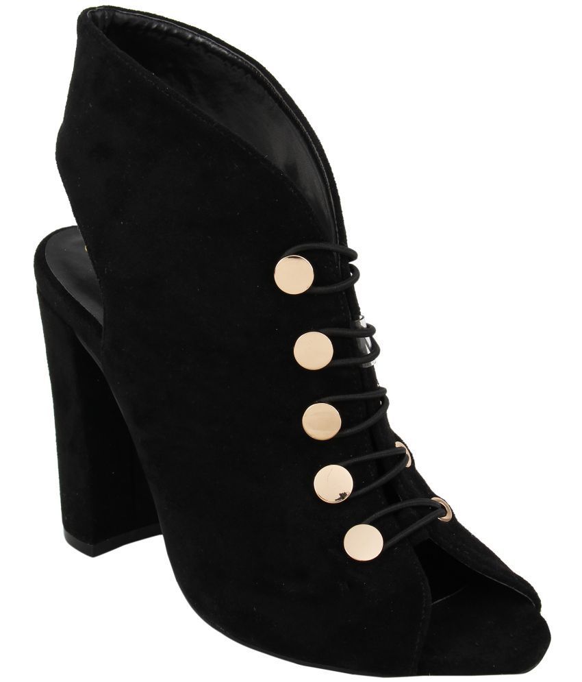 black block heels with fur