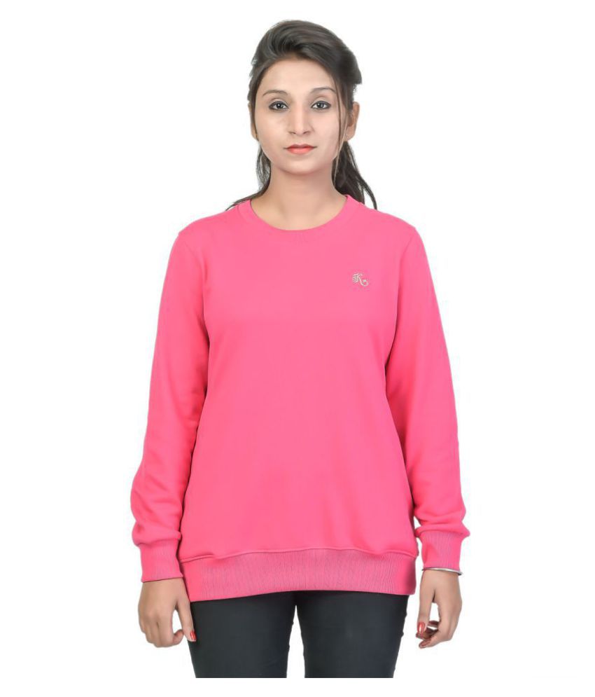     			Kaily Cotton - Fleece Pink Non Zippered Sweatshirt