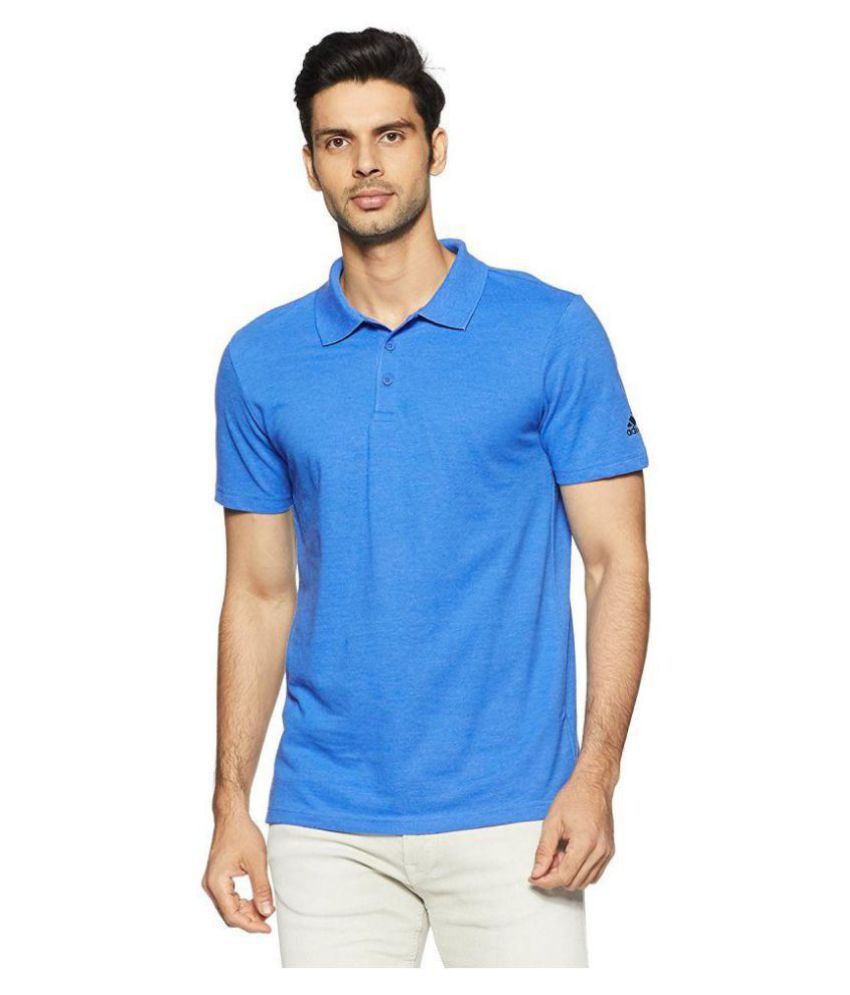 Adidas Polyester Blue Plain Polo T Shirt - Buy Adidas Polyester Blue ...