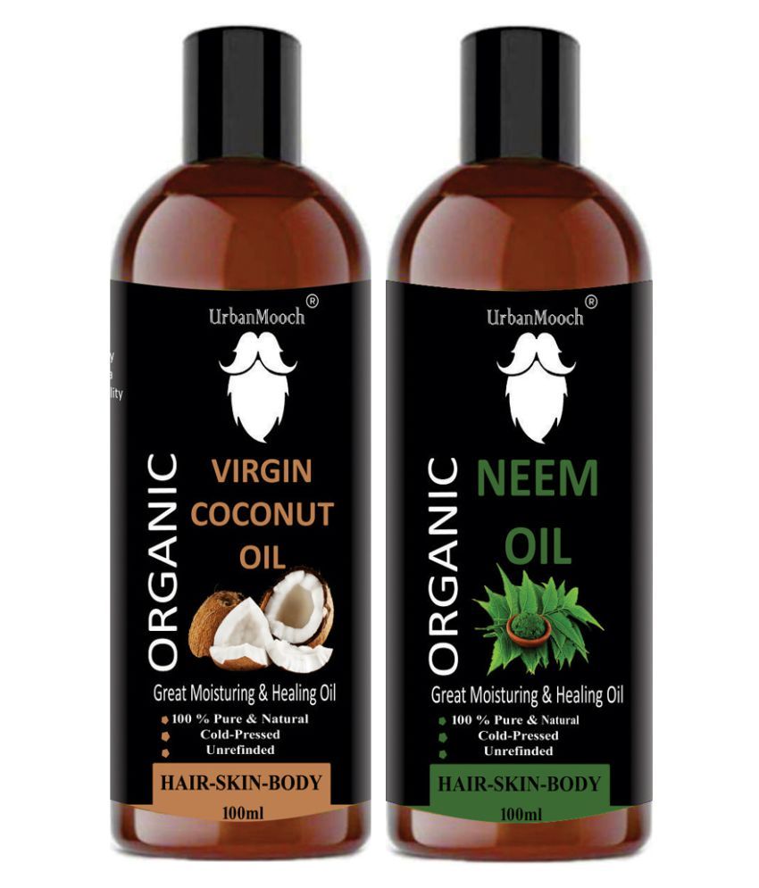     			UrbanMooch 100% Pure & Natural Virgin Coconut Oil & Neem Oil- 200 ml Pack of 2