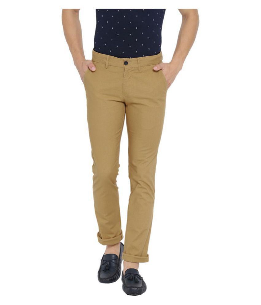 Duke Khaki Slim Fit Flat Trousers Buy Duke Khaki Slim