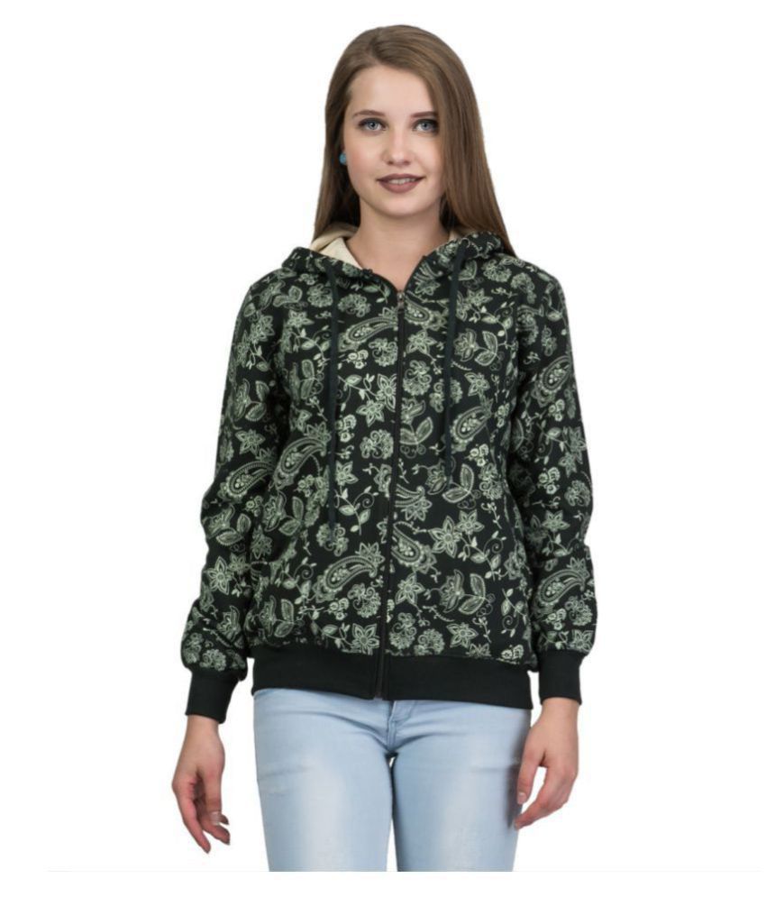     			Kaily Cotton - Fleece Green Hooded Sweatshirt