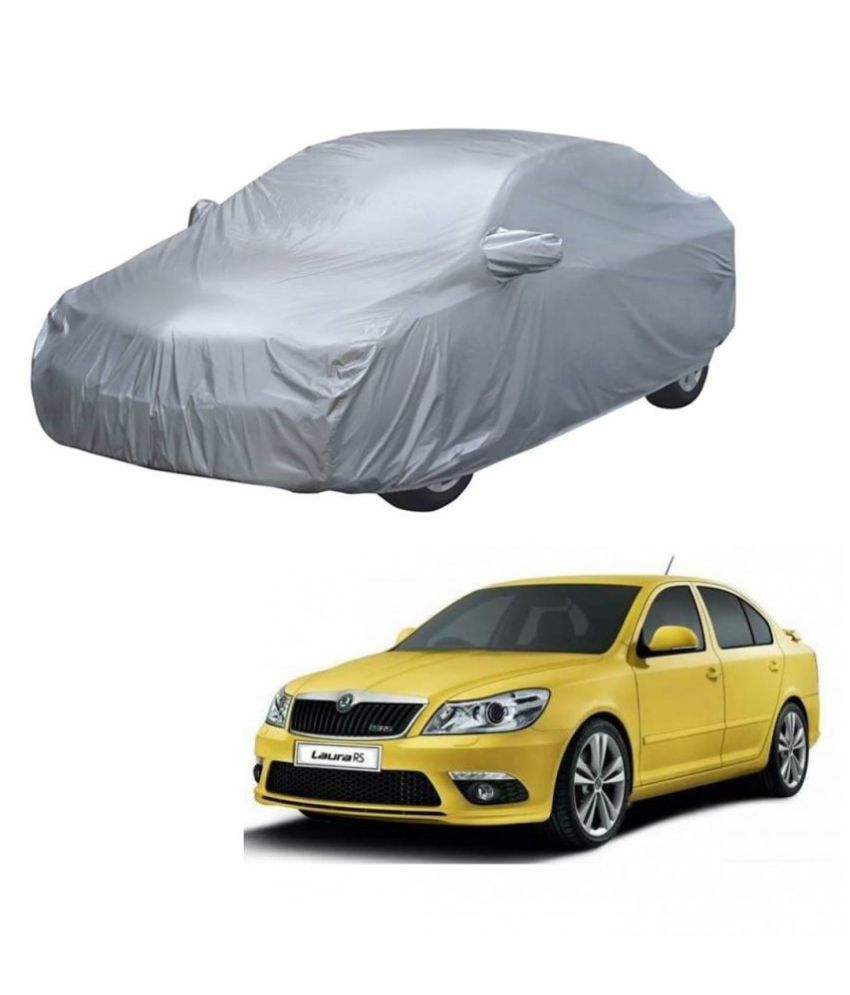     			Autoretail Silver Color Dust Proof Car Body Polyster Cover With Mirror Pocket Polyster For Skoda Laura