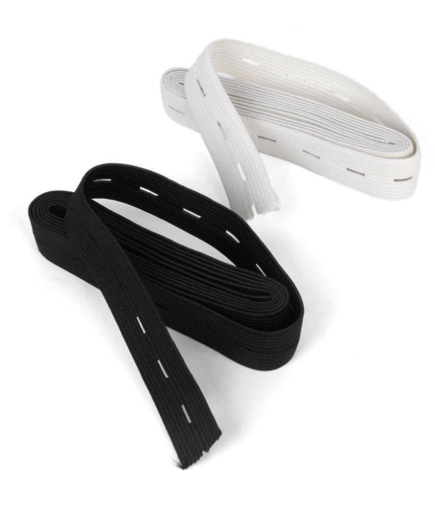 Imported Sewing Button Hole Knit Elastic Band 1.5m 2cm Pack of 2 White