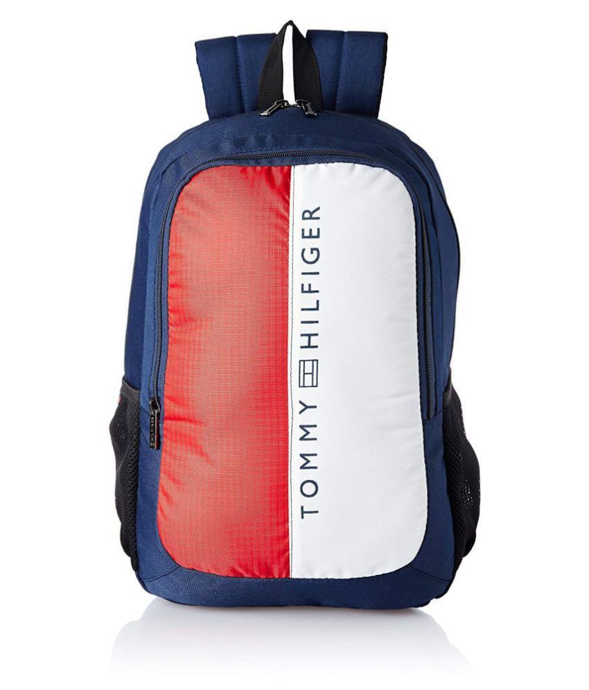 tommy hilfiger white polyester college bags backpacks