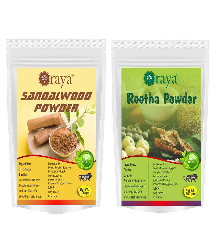     			ORAYA 100% Pure & Natural Sandalwood Powder & Retha Powder Face Pack 200 gm Pack of 2