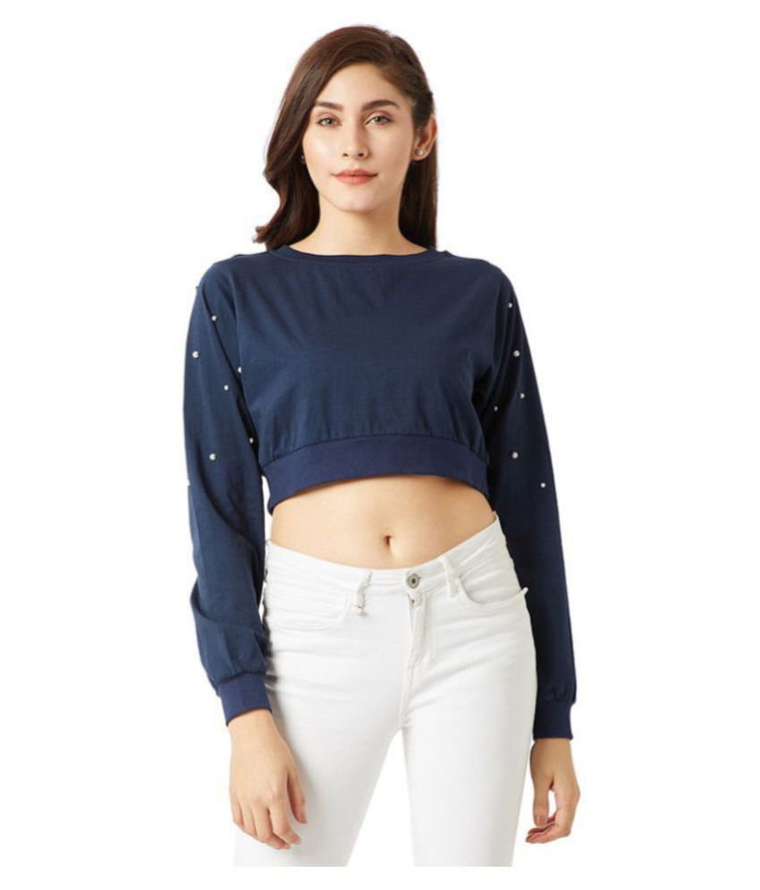     			Miss Chase - Navy Cotton Women's Crop Top ( Pack of 1 )