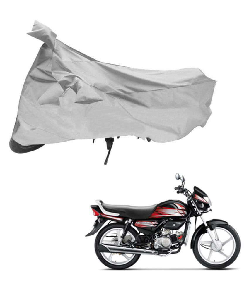     			AutoRetail Dust Proof Two Wheeler Polyster Bike Cover for Hero HF Deluxe (Pocket, Silver Color)