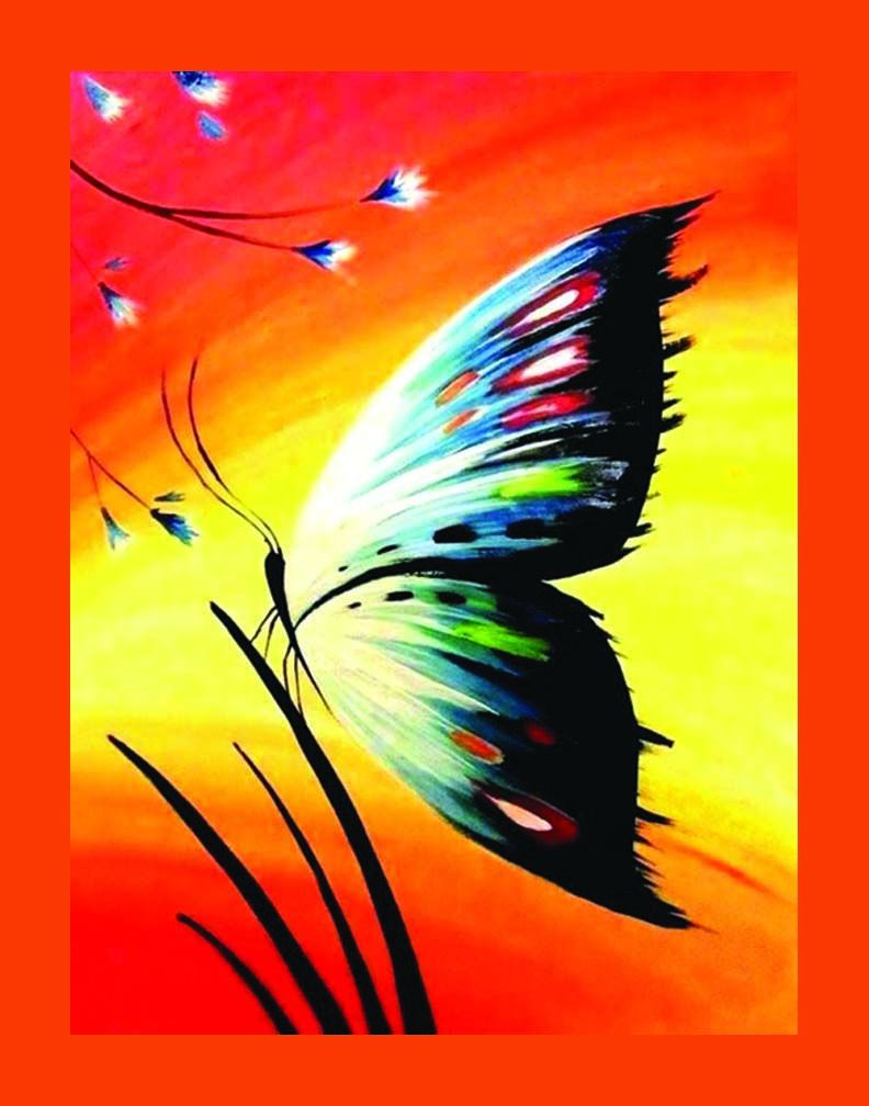 LEDECOR Canvas Painting Colourful And Diffrent Butterfly Set Of 2