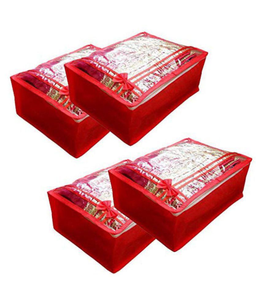 PrettyKrafts Red Saree Covers - 4 Pcs