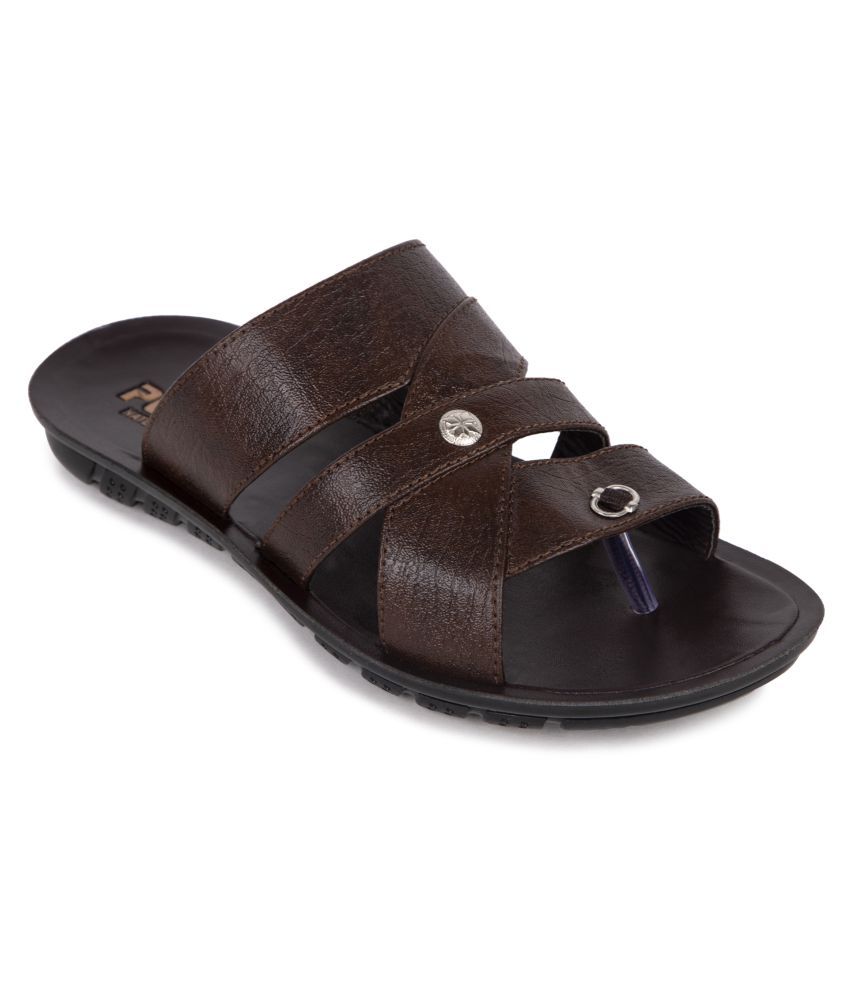 SapSon Brown Faux Leather Sandals - Buy SapSon Brown Faux Leather ...