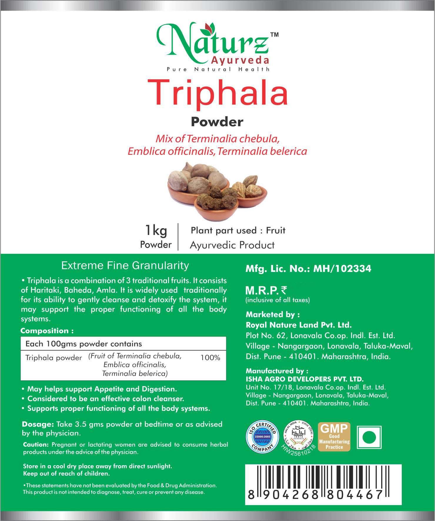Buy Naturz Ayurveda Triphala Powder 1 kg Online at Best Price in India