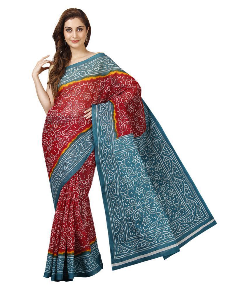 Pavecha's Red,Brown Mangalgiri Cotton Saree - Buy Pavecha's Red,Brown Mangalgiri Cotton Saree 