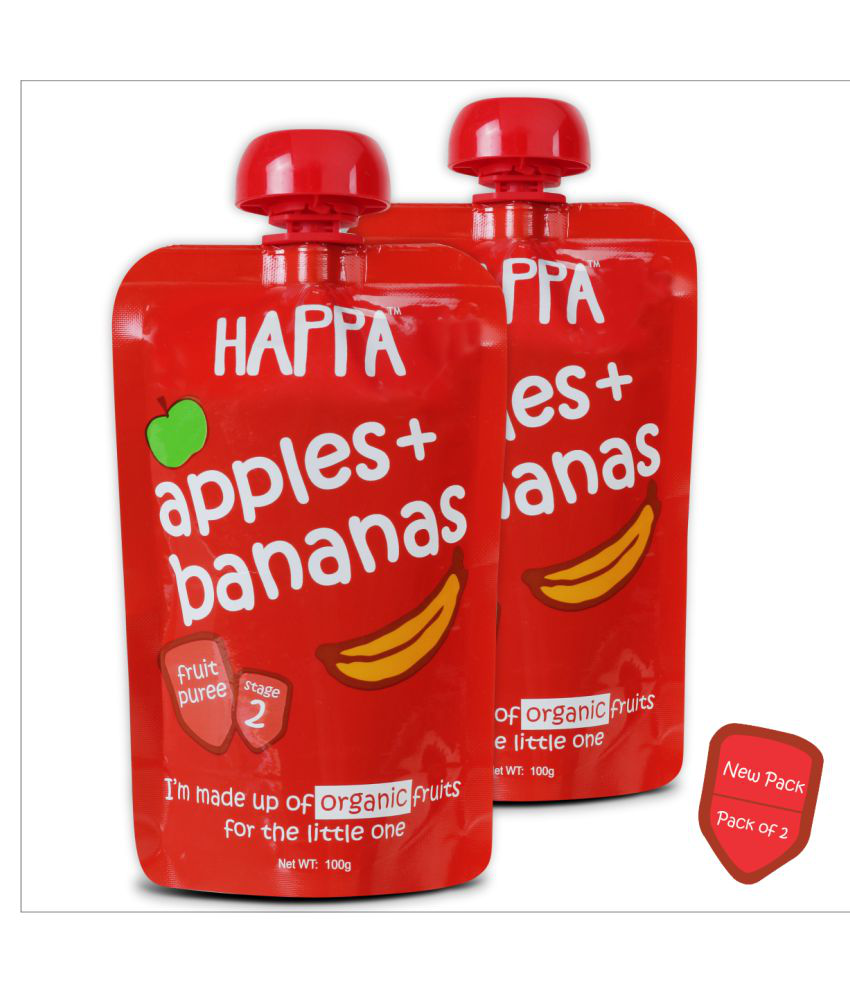 Happa Organic Apple + Banana Puree Snack Foods for 6 Months + ( 100 gm )