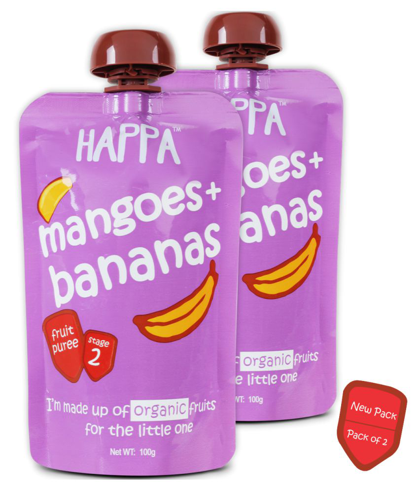 Happa Organic Mango + Banana Puree, Snack Foods for 6 Months + ( 100 gm )