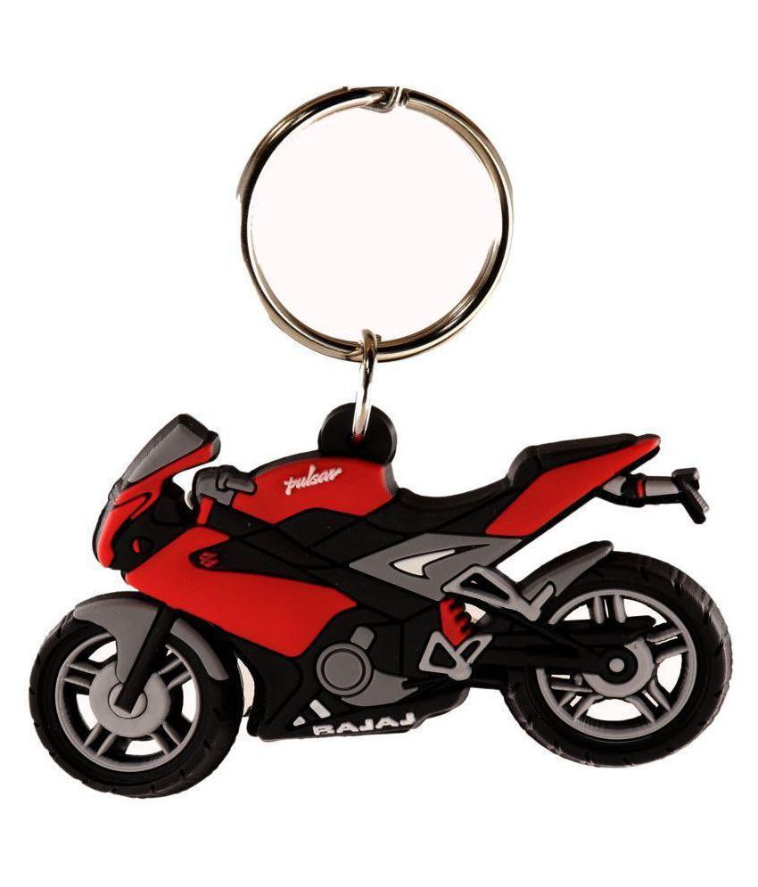 AVI Techpro Rubber Keychain Doublesided with Red Pulsar Bajaj Bike Design ( Pack of 2) Buy