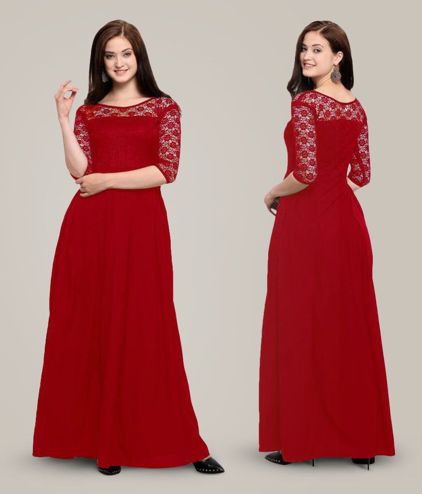 Fashion2wear Crepe Red One Piece Maxi Long Western Dress Women Buy Fashion2wear Crepe Red One Piece Maxi Long Western Dress Women Online At Best Prices In India On Snapdeal