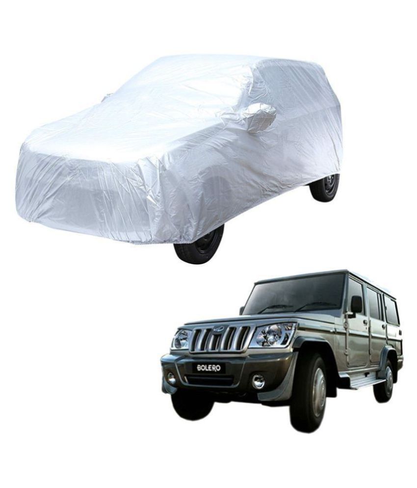     			Autoretail Silver Color Dust Proof Car Body Polyster Cover With Mirror Pocket Polyster For Mahindra Bolero
