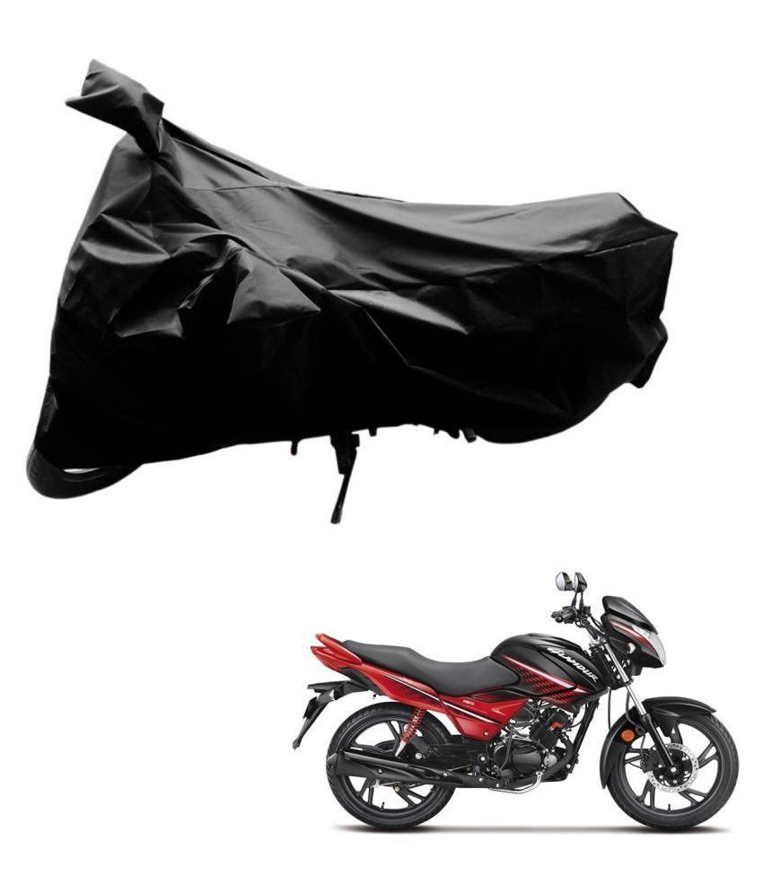     			AutoRetail Dust Proof Two Wheeler Polyster Cover for Hero Glamour (Mirror Pocket, Black Color)