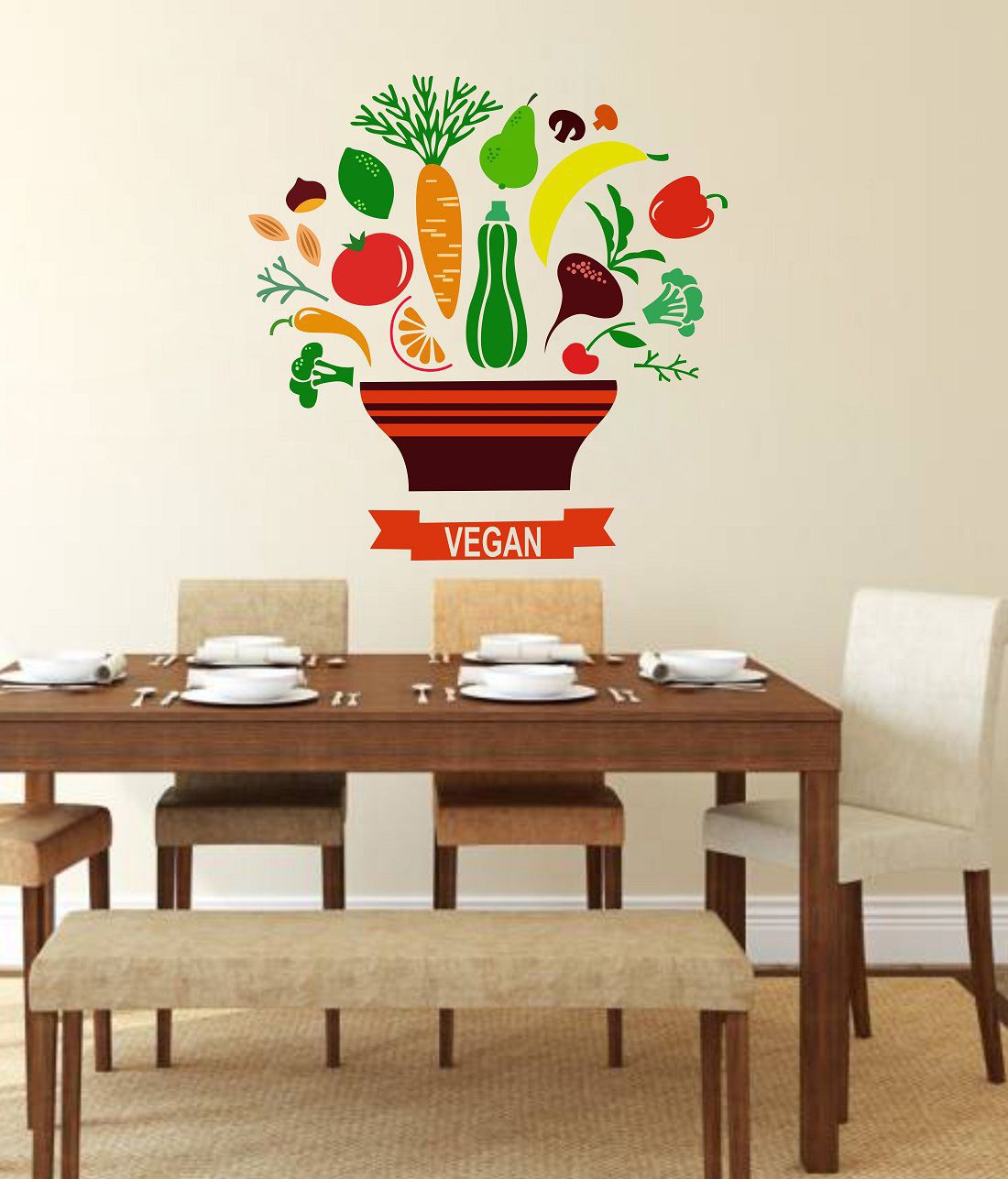    			Wallzone Fresh Fruits & Vegtables Foods & Beverages Sticker ( 60 x 60 cms )