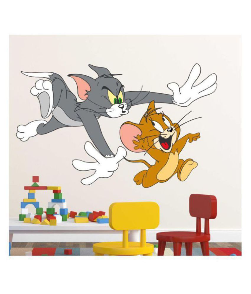     			Wallzone Tom & Jerry Cartoon Characters Sticker ( 55 x 95 cms )