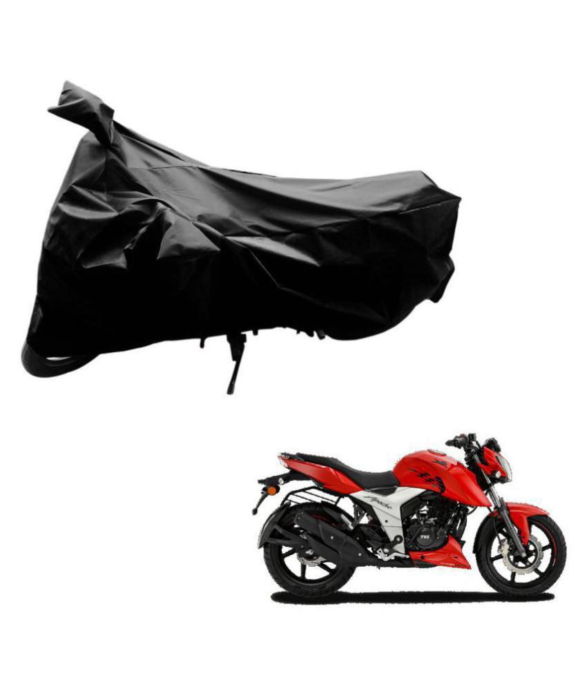     			AutoRetail Dust Proof Two Wheeler Polyster Cover for TVS Apache RTR 160 (Mirror Pocket, Black Color)