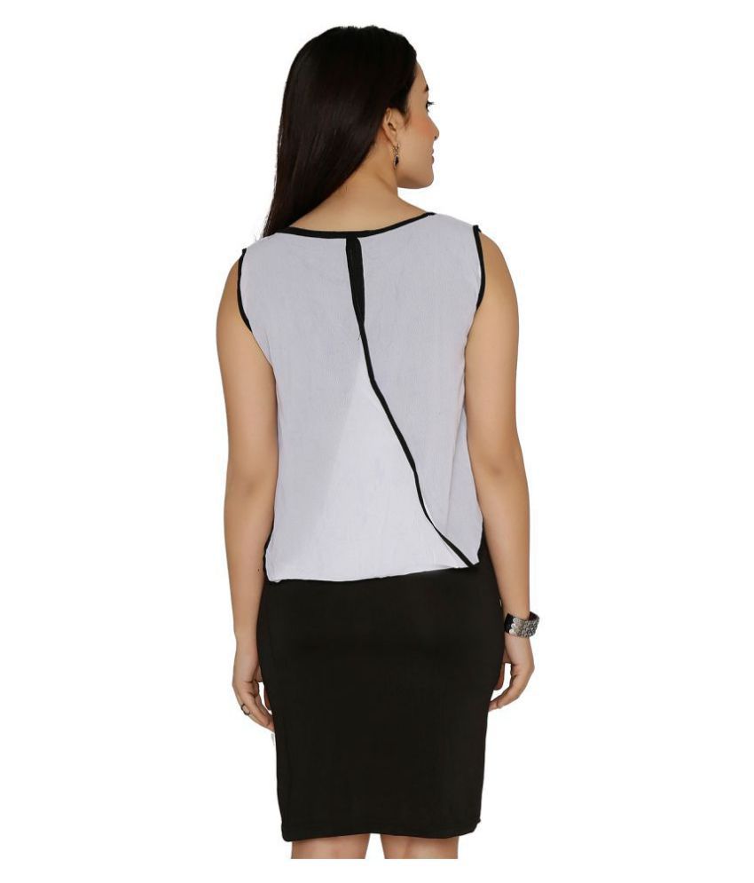 Chimpaaanzee Poly Georgette White Bodycon Dress - Buy Chimpaaanzee Poly Georgette White Bodycon 