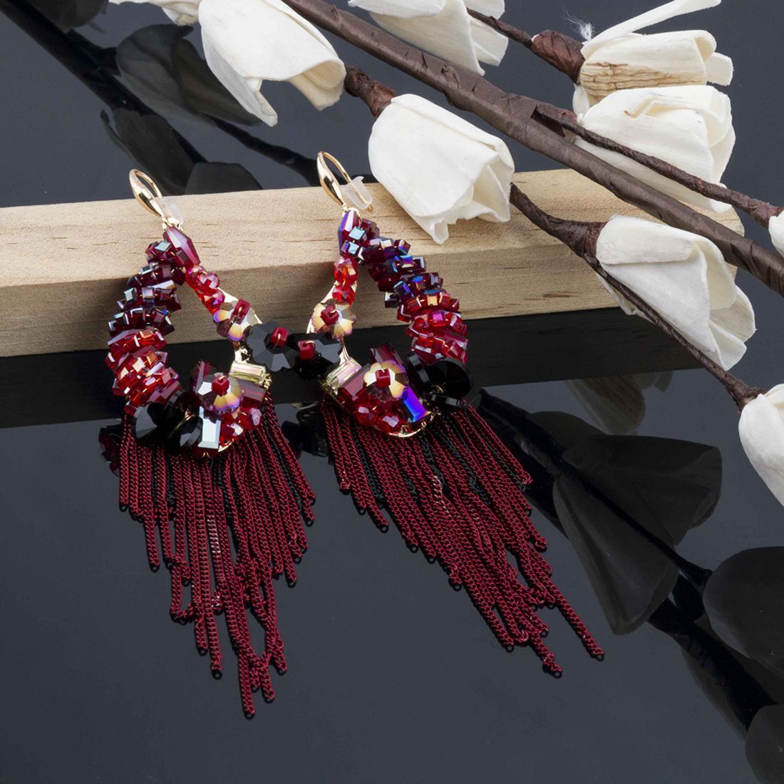 maroon western earrings