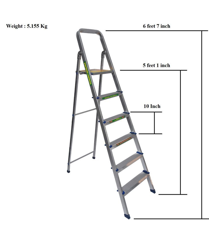 Supreme Aluminium Ladder 5.155kg ( 5 steps + 1Platform)Jindal Aluminium