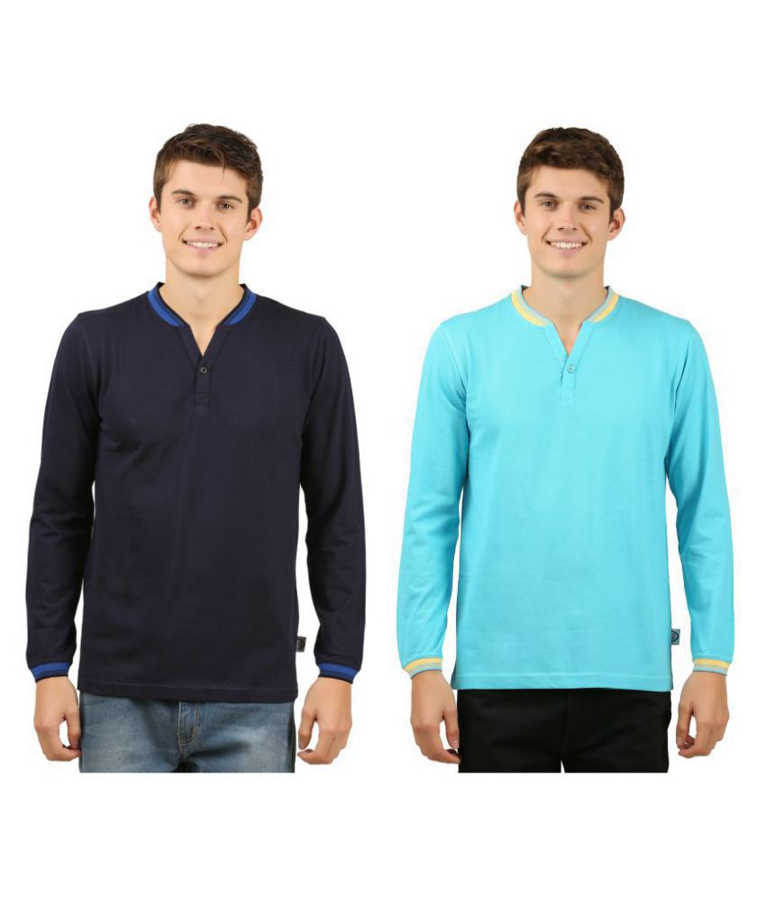 Zebu - Navy Blue Cotton Regular Fit Men's T-Shirt ( Pack of 2 )