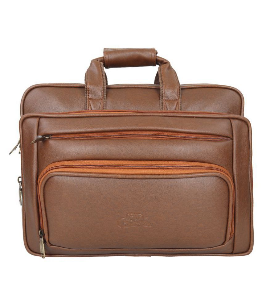 Leather World Messenger Laptop Bag Tan P.U. Office Bag