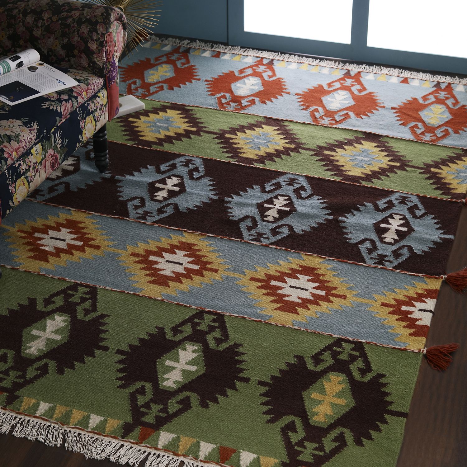     			PEQURA Multi Wool Carpet Geometrical 5x8 Ft