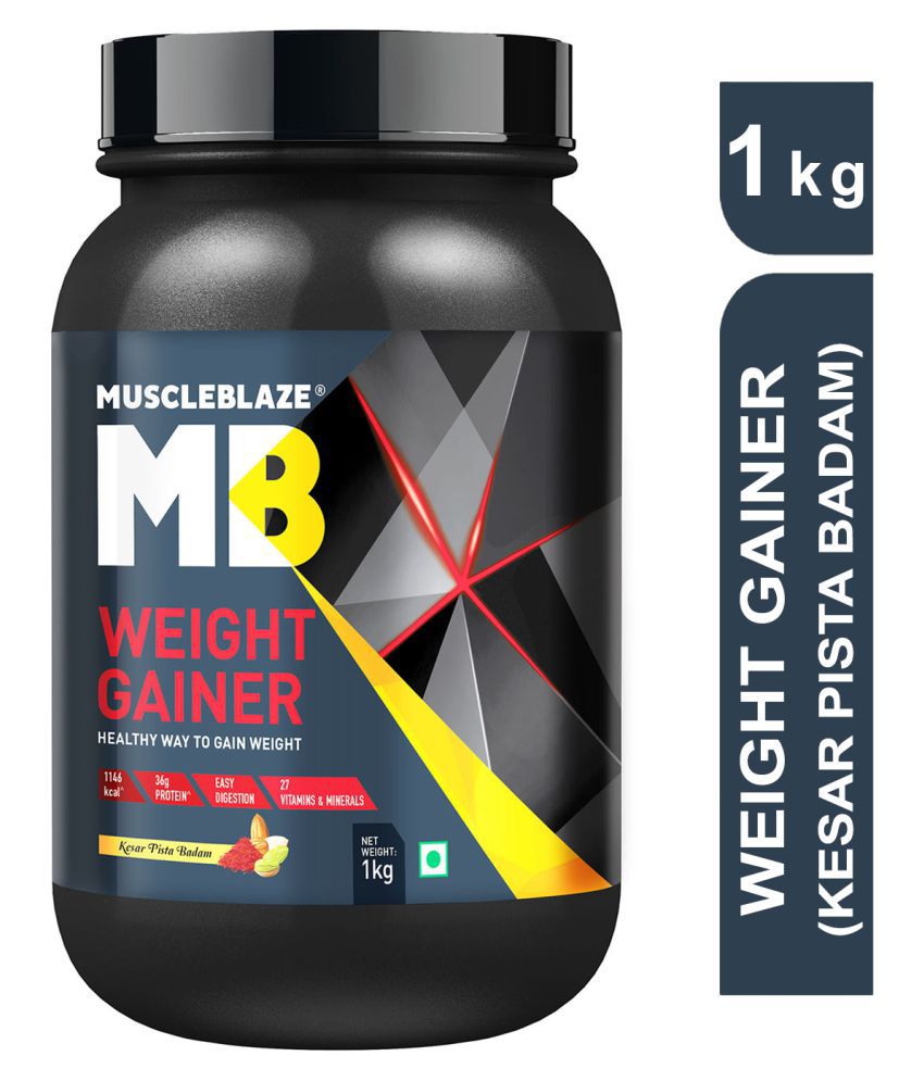 MuscleBlaze Weight Gainer with Added DigeZyme 1 kg Weight Gainer Powder ...