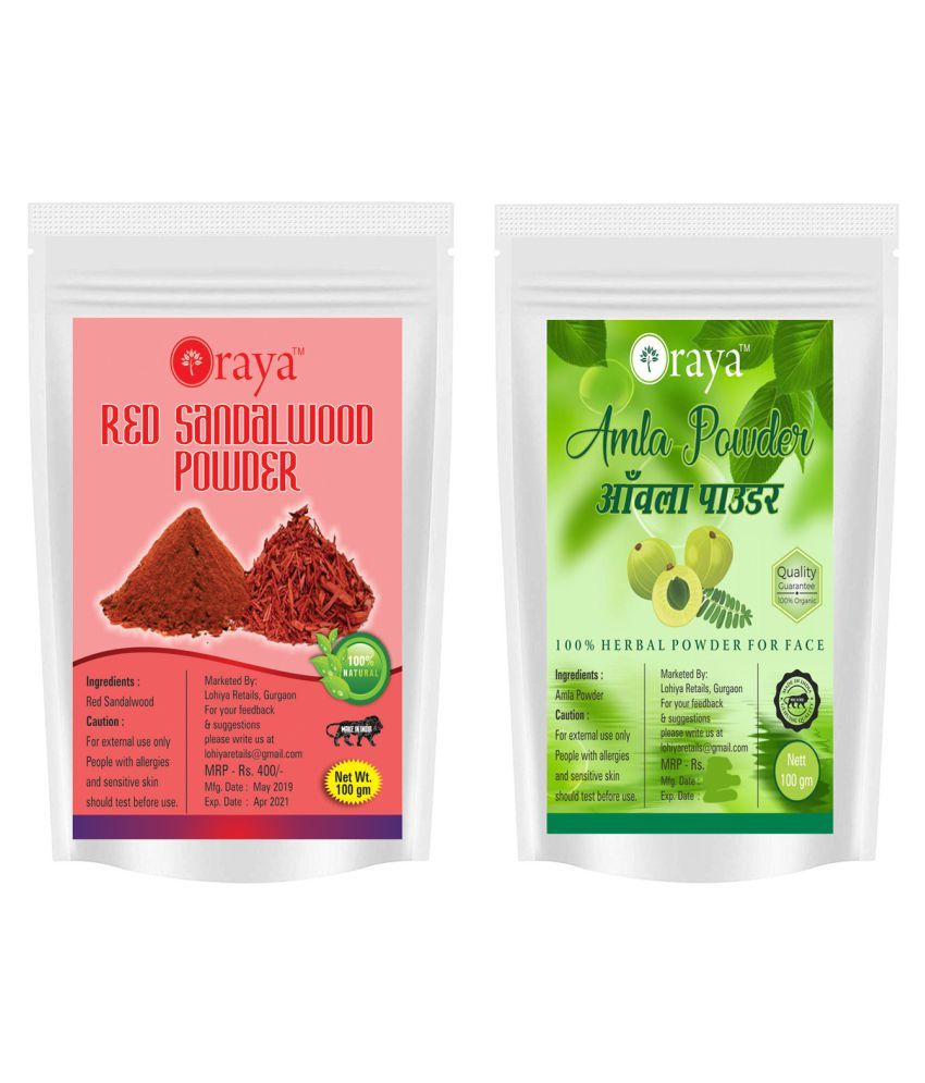 Oraya 100 Pure Red Sandalwood Powder Amla Powder Skin Whitening Face Pack 0 Gm Pack Of 2 Buy Oraya 100 Pure Red Sandalwood Powder Amla Powder Skin Whitening Face Pack