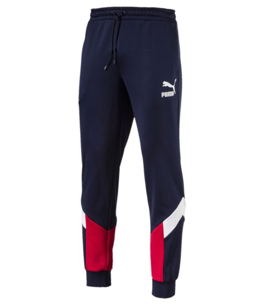 puma navy polyester lycra trackpants